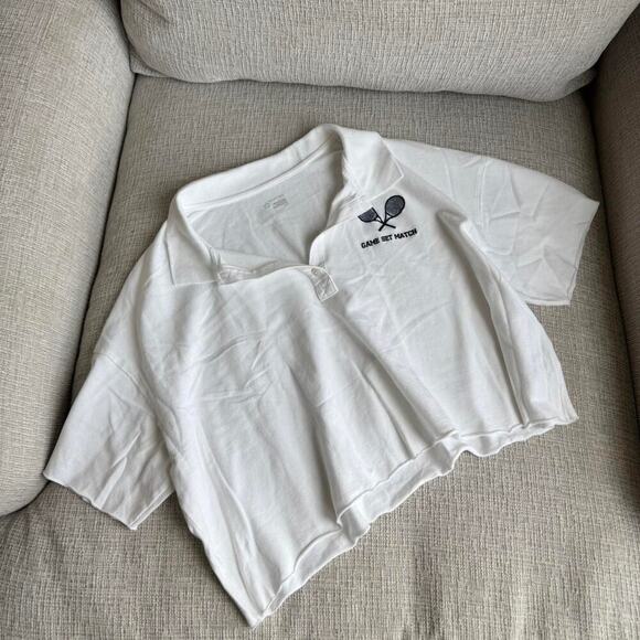 White cropped polo shirt - Picture 1 of 3